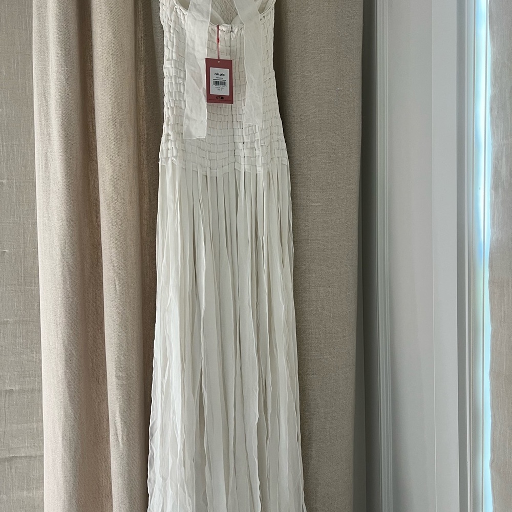 cult gaia Strapless White Maxi Dress with Fringed Skirt - Picture 6 of 8